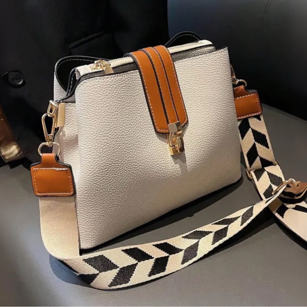 Elegant Cream and Tan Women's Bag